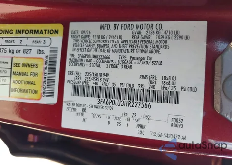 2017 Ford Fusion Hybrid Se from USA, damaged, VIN 3FA6P0LU3HR222666